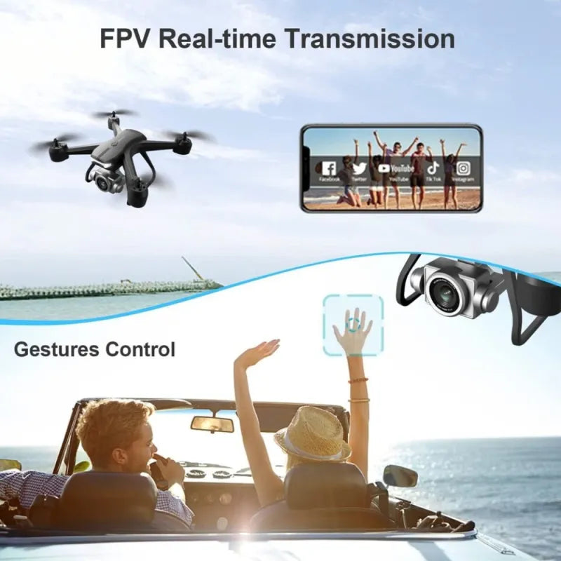 V14 Professional Drone 6K HD Dual Camera WiFi FPV Portable RC Quadcopter - 2 Batteries