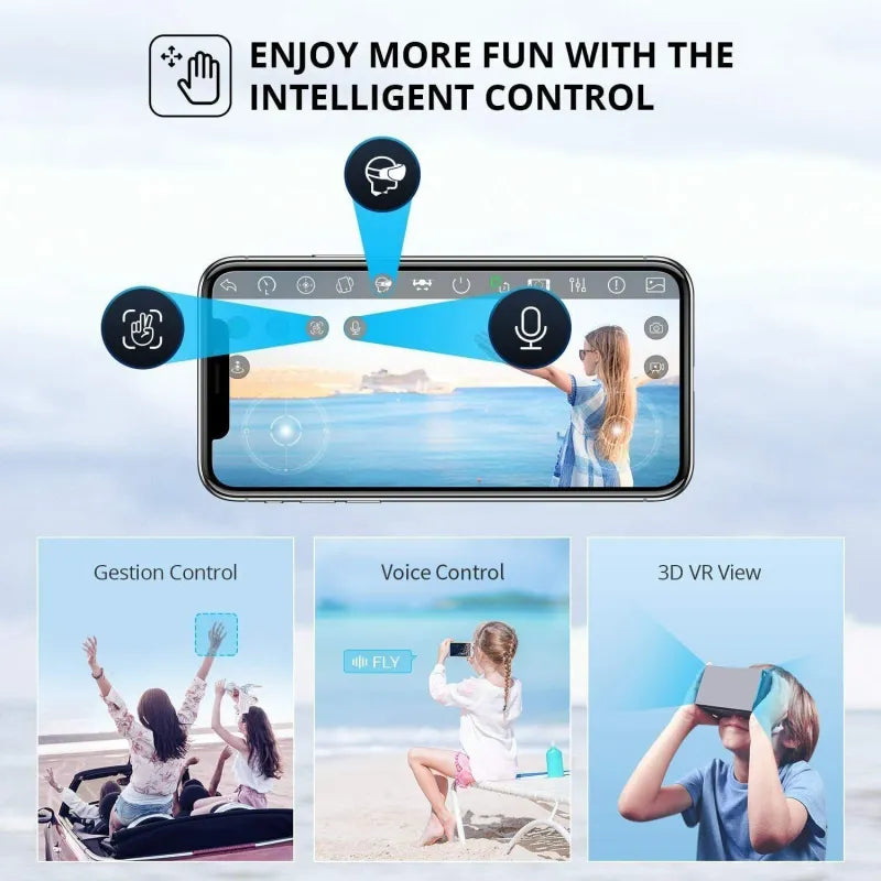V13 RC Drone 6K HD Dual Camera WiFi FPV Foldable Quadcopter - 2 Batteries