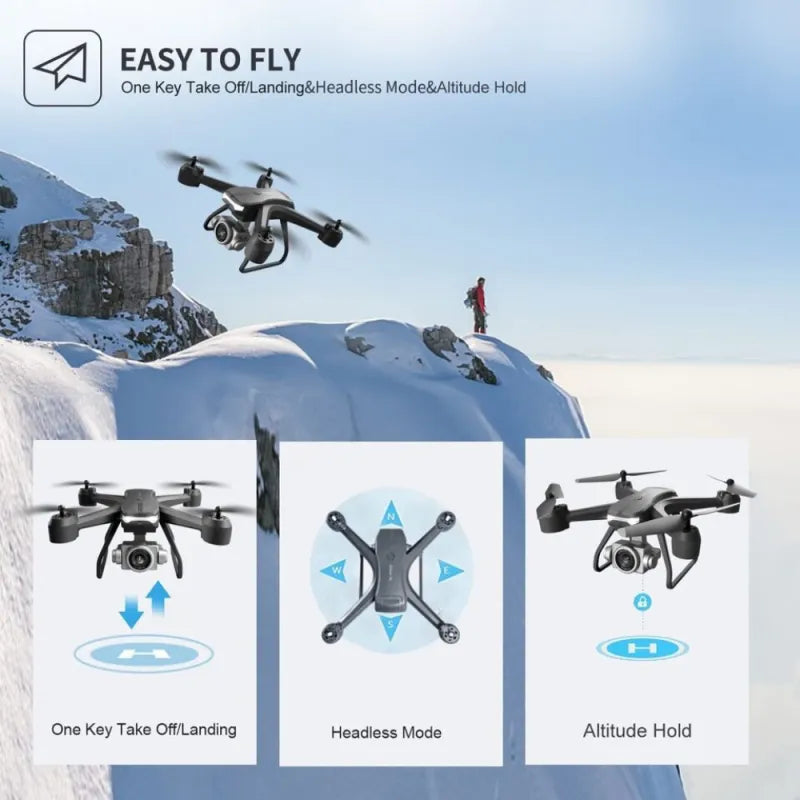 V14 Professional Drone 6K HD Dual Camera WiFi FPV Portable RC Quadcopter - 2 Batteries