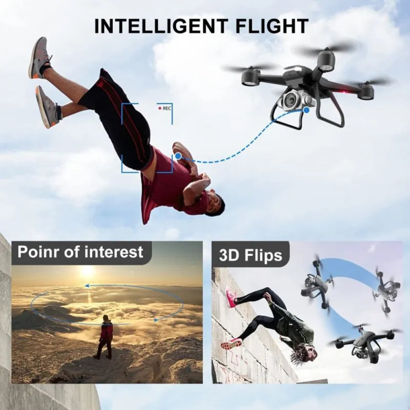 V14 Professional Drone 6K HD Dual Camera WiFi FPV Portable RC Quadcopter - 2 Batteries