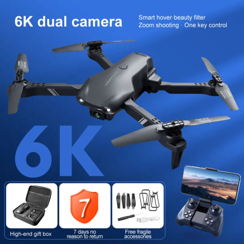 V13 RC Drone 6K HD Dual Camera WiFi FPV Foldable Quadcopter - 2 Batteries