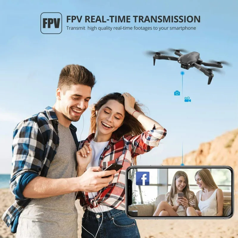 V13 RC Drone 6K HD Dual Camera WiFi FPV Foldable Quadcopter - 2 Batteries