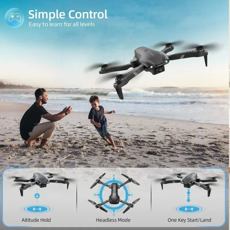 V13 RC Drone 6K HD Dual Camera WiFi FPV Foldable Quadcopter - 2 Batteries