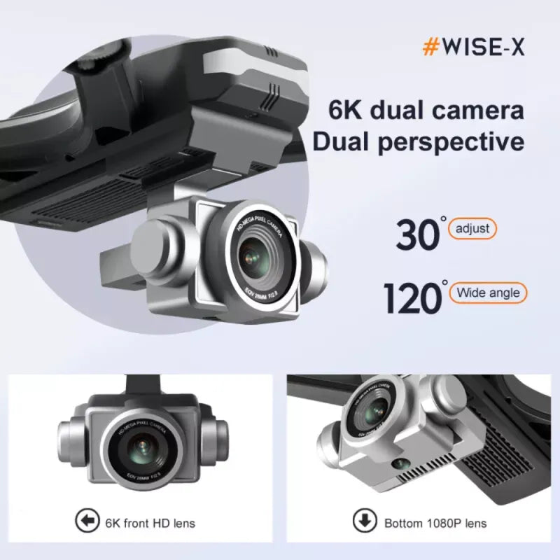V14 Professional Drone 6K HD Dual Camera WiFi FPV Portable RC Quadcopter - 2 Batteries