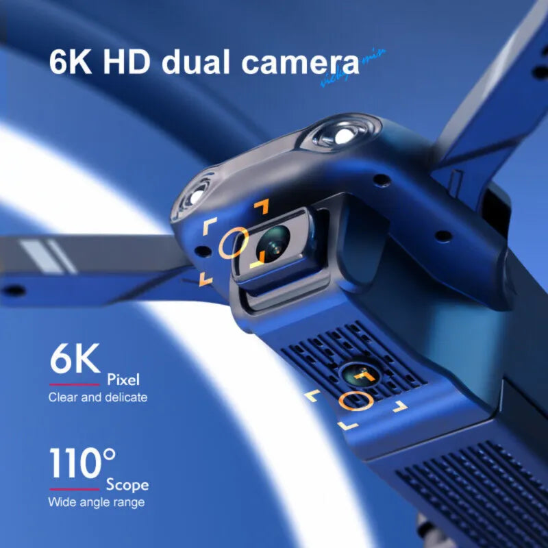 V13 RC Drone 6K HD Dual Camera WiFi FPV Foldable Quadcopter - 2 Batteries