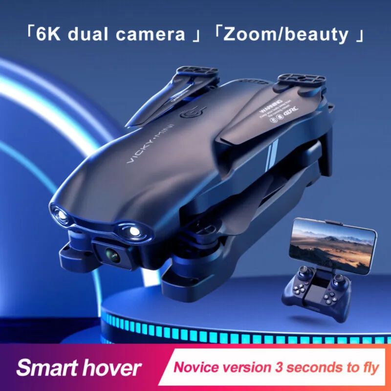 V13 RC Drone 6K HD Dual Camera WiFi FPV Foldable Quadcopter - 2 Batteries